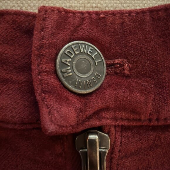 Madewell Stretch Velveteen Straight Zip Mini Skirt in Dark Cabernet - Picture 6 of 12